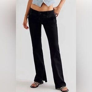 FREE PEOPLE We The Free Stillwater black flare low rise jeans NWT size 32